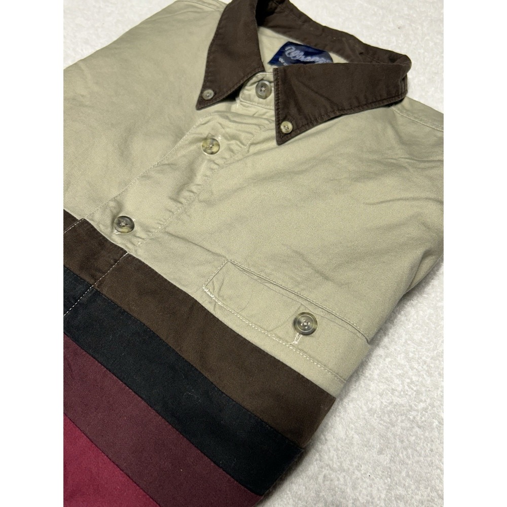 Vintage Wrangler Men's Long Sleeve Color‎ Block Western Button Down Shirt XL